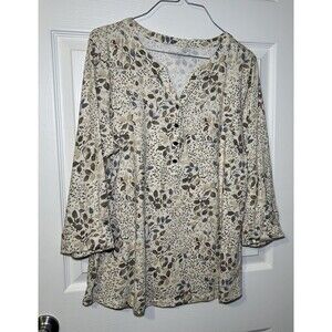 Studio Works Women’s Half Button Roll Tab Blouse Size Large NWOT